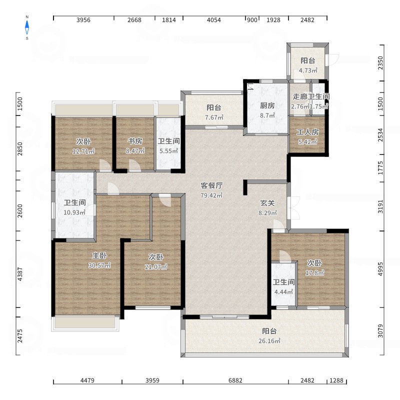 碧桂园珑玥府5室2厅4卫1厨332.00㎡户型图