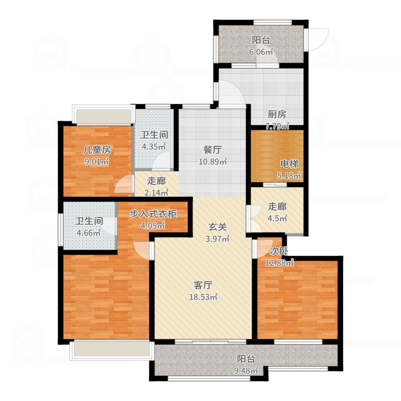 永宁公馆3室2厅2卫1厨168.00㎡户型图