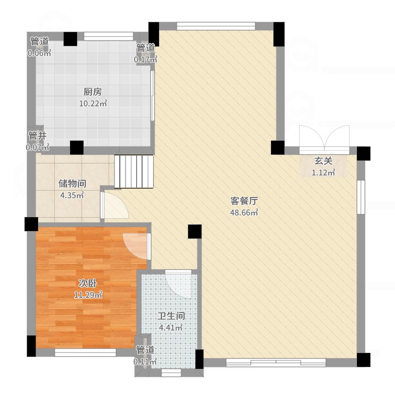 邹城碧桂园1室2厅1卫1厨99.00㎡户型图