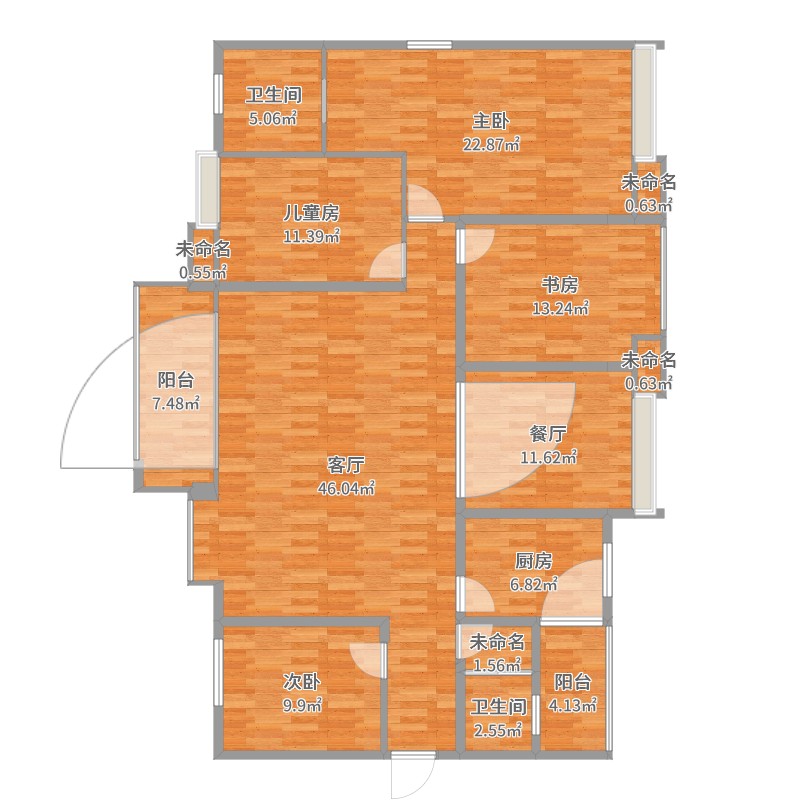 樟树市御龙湾4室2厅2卫1厨183.00㎡户型图