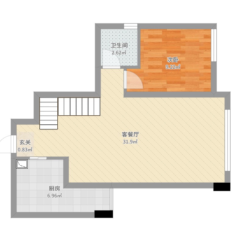 雁和天空墅1室2厅1卫1厨63.00㎡户型图