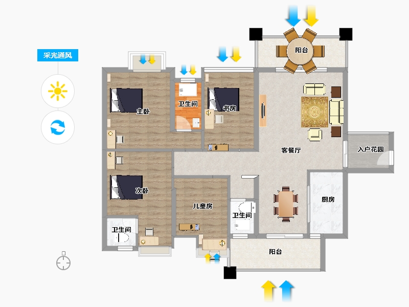 江南新城坜明安置区4室2厅3卫1厨150.00㎡户型图