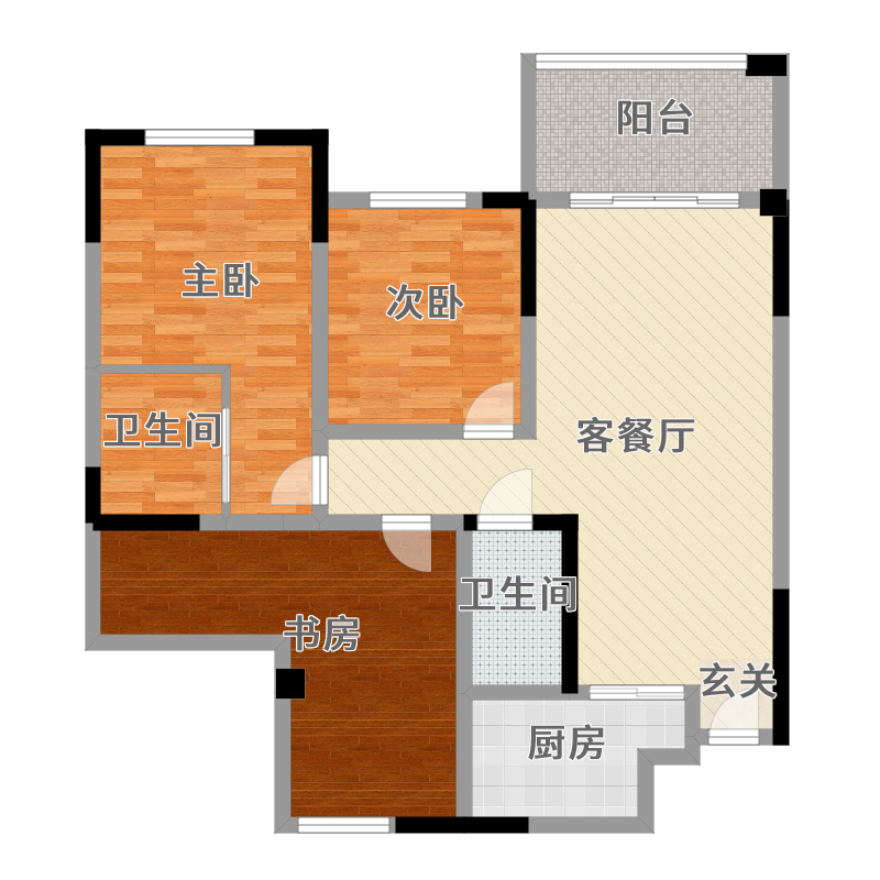 宜宾远达第一城央墅小区3室2厅2卫1厨121.00㎡户型图