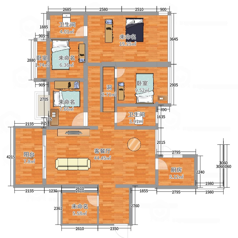 南宁户型图 武鸣区盛天公园里户型图            建筑面积:148m²