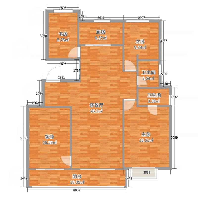 融创西安宸院(建设中)4室2厅2卫1厨156.00㎡户型图