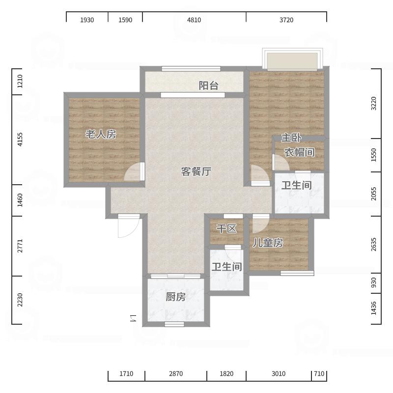 合盈园3室2厅2卫1厨115.00㎡户型图