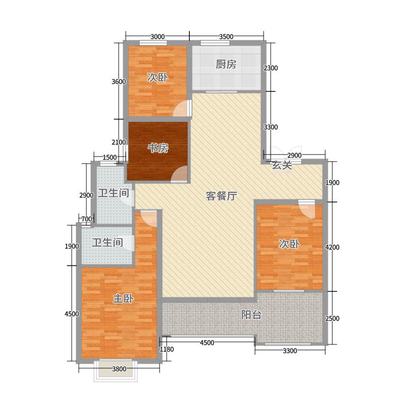 中房美域熙湖4室2厅2卫1厨152.00㎡户型图