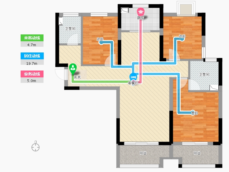 湖北省-武汉市-欣隆・湖滨半岛-84.83-户型库-动静线