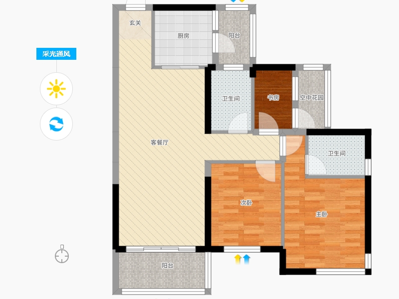 湖南省-长沙市-保利香槟国际-79.92-户型库-采光通风