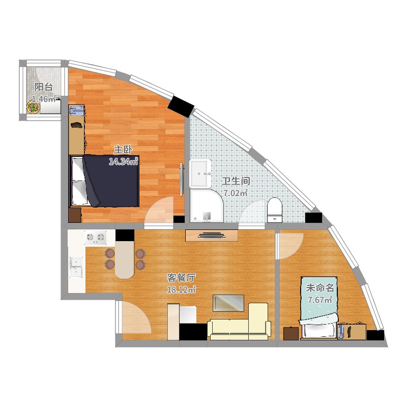 扇形小户型改造