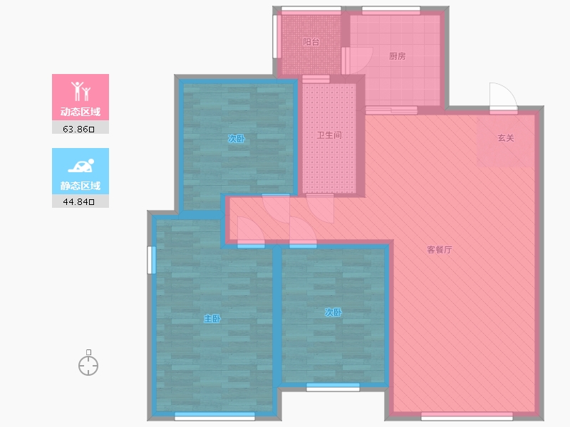 辽宁省-大连市-远洋钻石湾-96.00-户型库-动静分区