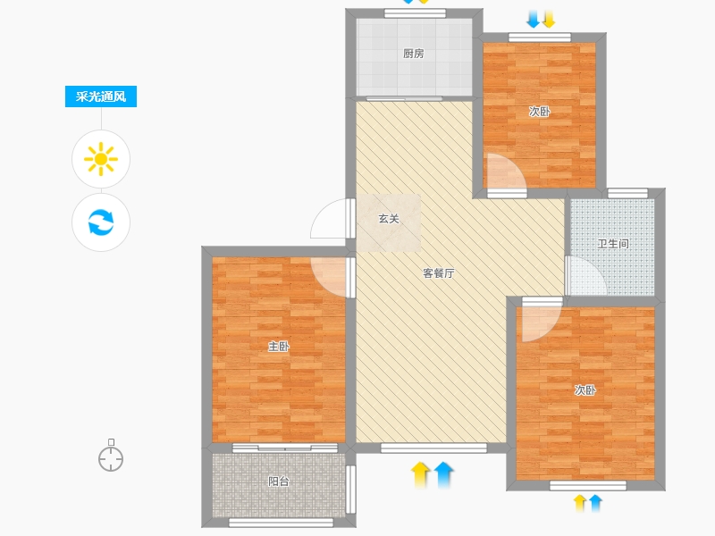 山东省-济宁市-汶上县水景雅居-94.40-户型库-采光通风