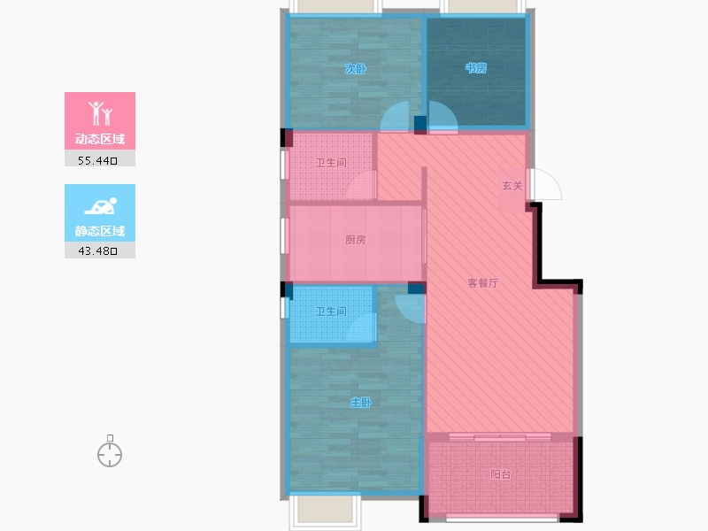 河南省-南阳市-一品国际小区-88.51-户型库-动静分区