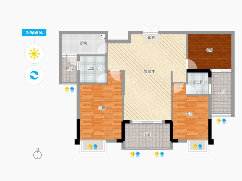 湖北省-荆州市-三民第园-93.58-户型库-采光通风