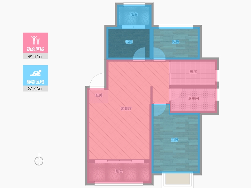 辽宁省-沈阳市-富景学府新城-63.26-户型库-动静分区