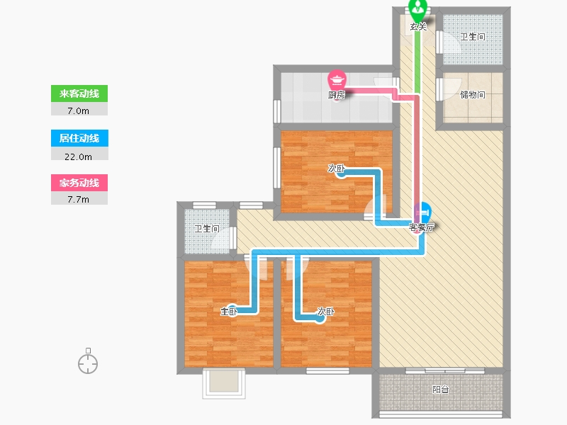 陕西省-商洛市-天坤悦居广场-99.47-户型库-动静线