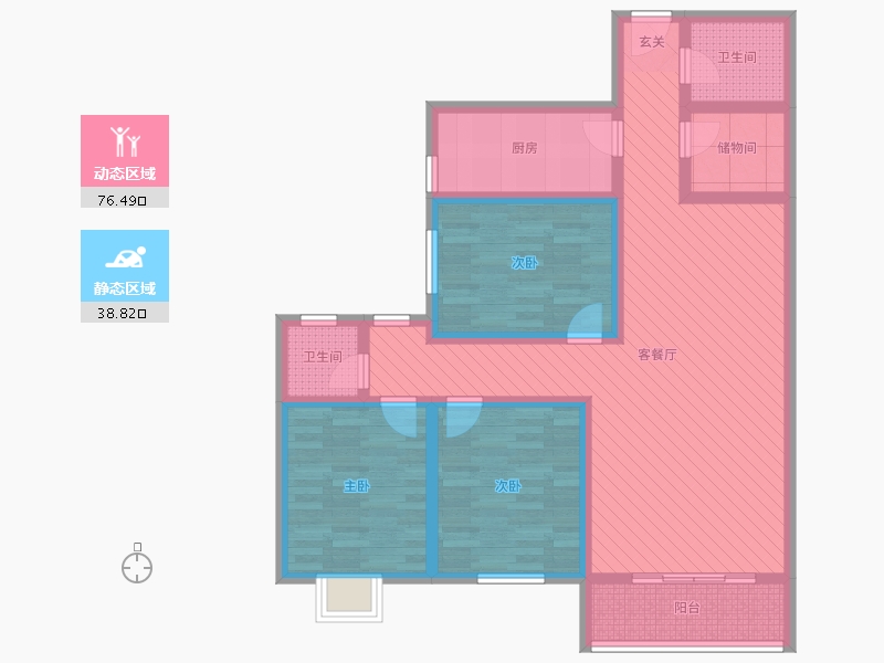 陕西省-商洛市-天坤悦居广场-99.47-户型库-动静分区