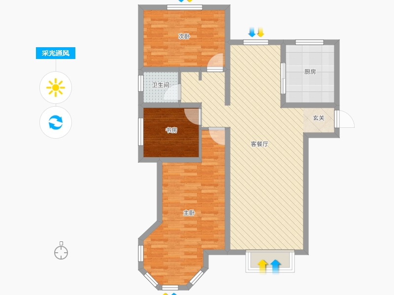 河北省-保定市-涞源县滨湖新区-85.26-户型库-采光通风