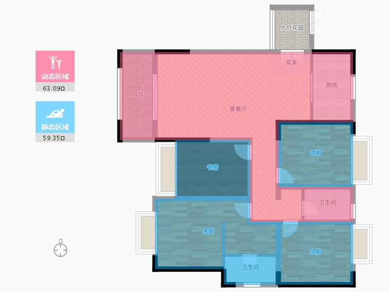 贵州省-贵阳市-朝廷四季花园-110.56-户型库-动静分区