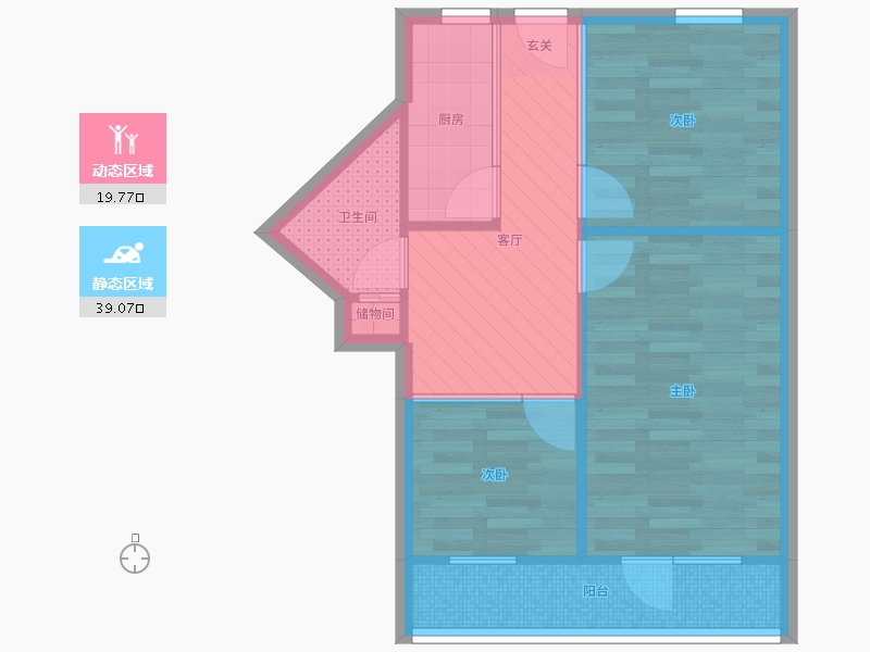 北京-北京市-车道沟南里23号楼-51.67-户型库-动静分区