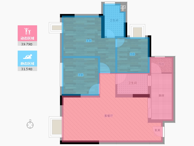 重庆-重庆市-碧桂园渝南首府-62.24-户型库-动静分区