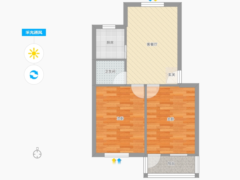 江苏省-苏州市-东港新村-48.10-户型库-采光通风