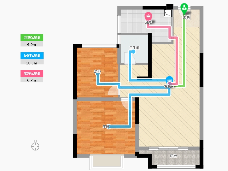 江苏省-苏州市-中南世纪城23栋-76.05-户型库-动静线