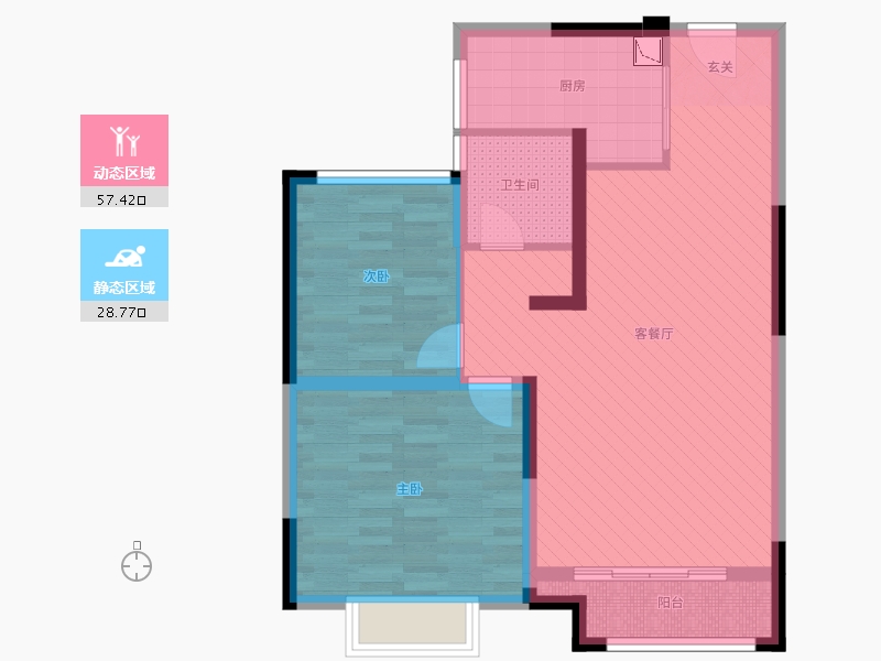 江苏省-苏州市-中南世纪城23栋-76.05-户型库-动静分区