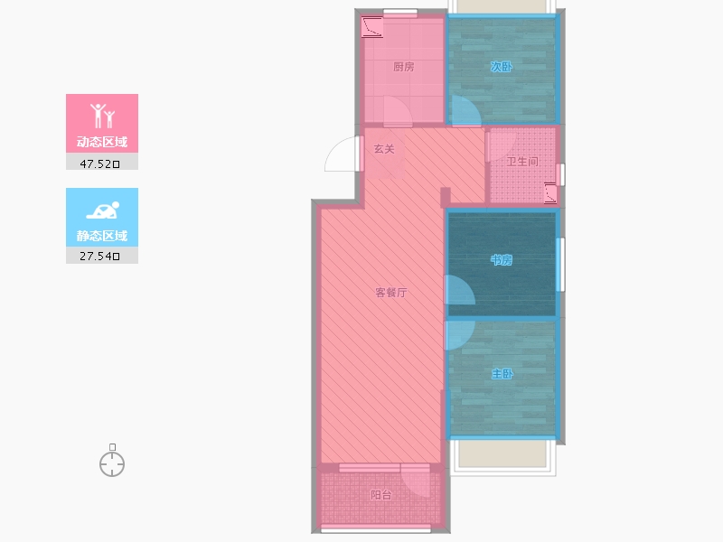 辽宁省-沈阳市-荣盛紫提东郡-66.35-户型库-动静分区