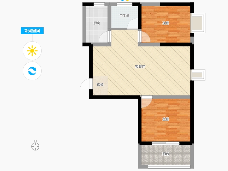 陕西省-西安市-林河春天2期爱度筑区-61.16-户型库-采光通风