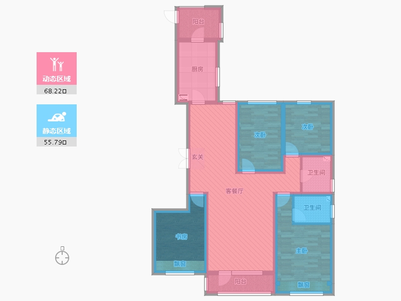 吉林省-长春市-天茂湖-107.58-户型库-动静分区