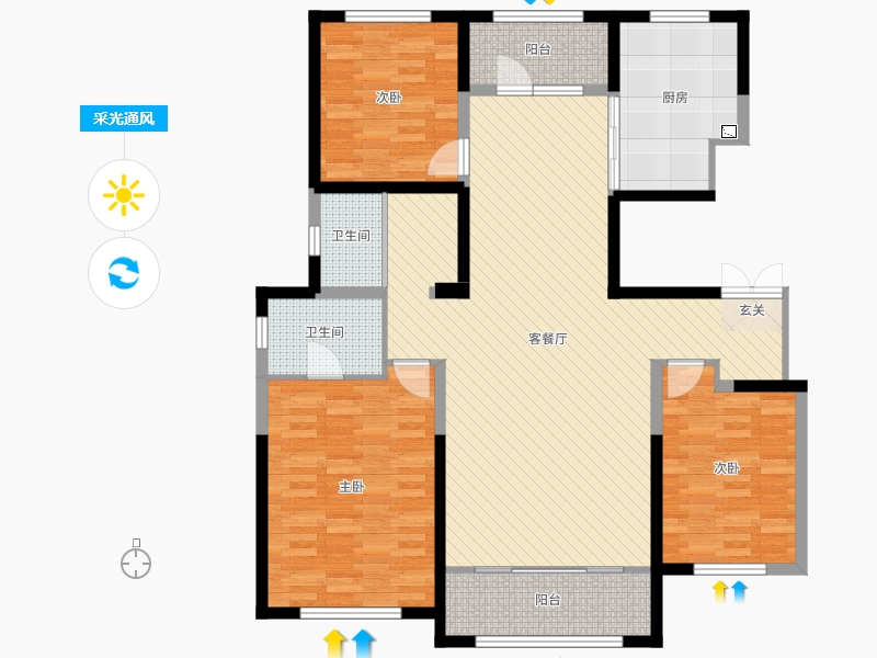 宁夏回族自治区-固原市-固原COCO蜜城-125.00-户型库-采光通风