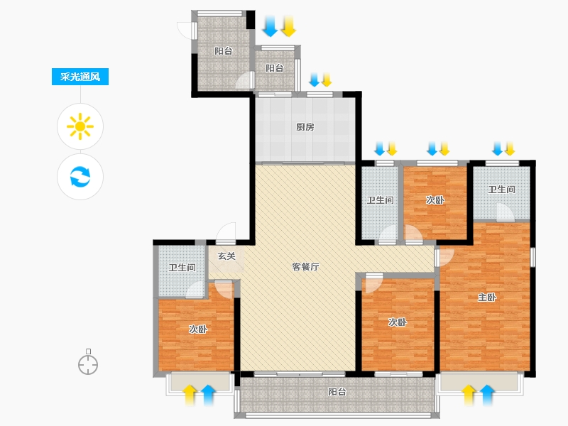 广东省-佛山市-保利碧桂园天汇-169.46-户型库-采光通风