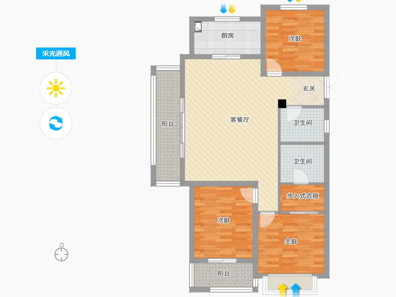 浙江省-杭州市-众安白马御府-96.27-户型库-采光通风