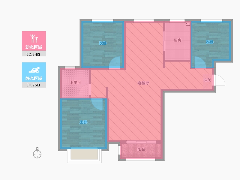 河北省-唐山市-浭阳华府-72.55-户型库-动静分区