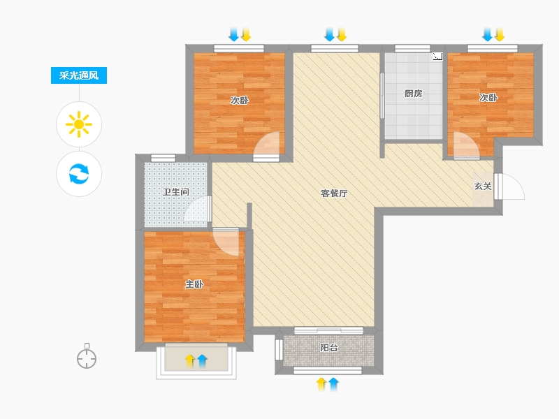 河北省-唐山市-浭阳华府-72.55-户型库-采光通风