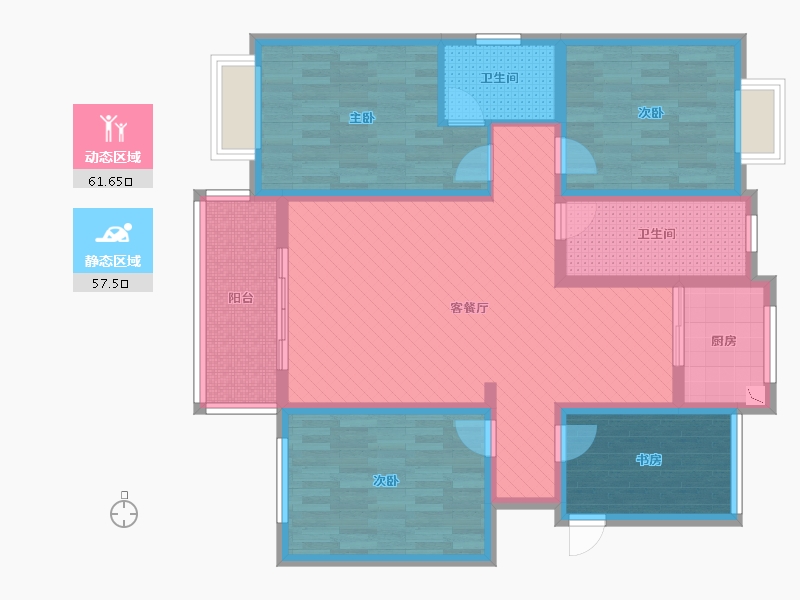 河南省-信阳市-怡和城南一号-103.88-户型库-动静分区