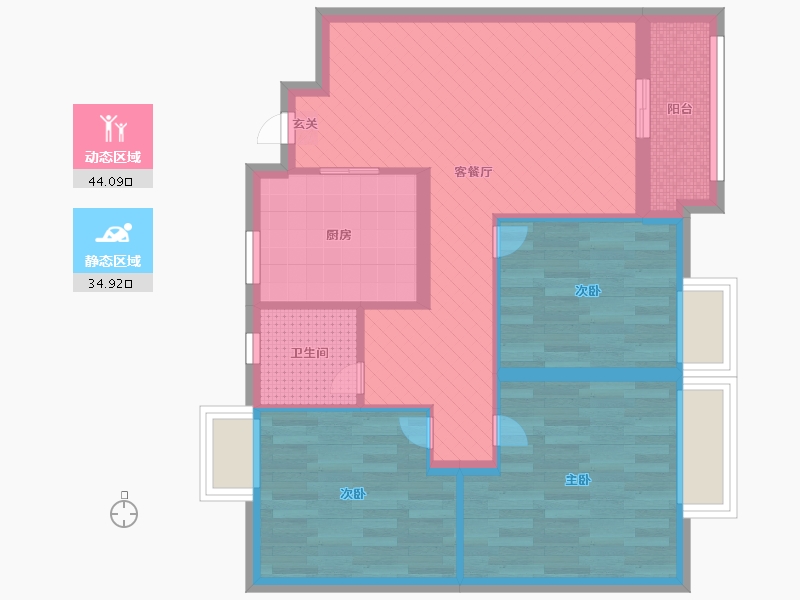 江苏省-苏州市-恒基旭辉城-69.60-户型库-动静分区