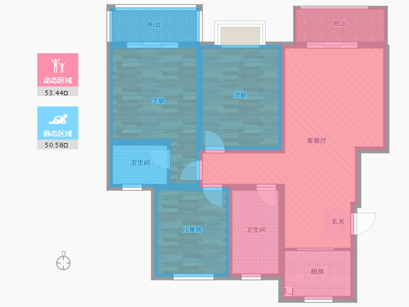 陕西省-咸阳市-幸福御品-90.04-户型库-动静分区