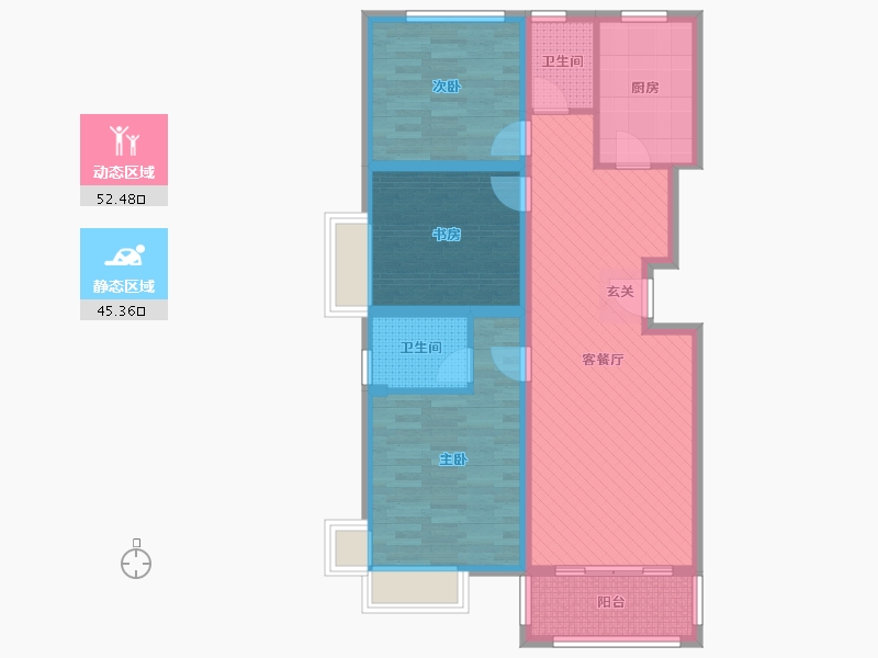 江苏省-盐城市-鸿基豪庭-85.73-户型库-动静分区