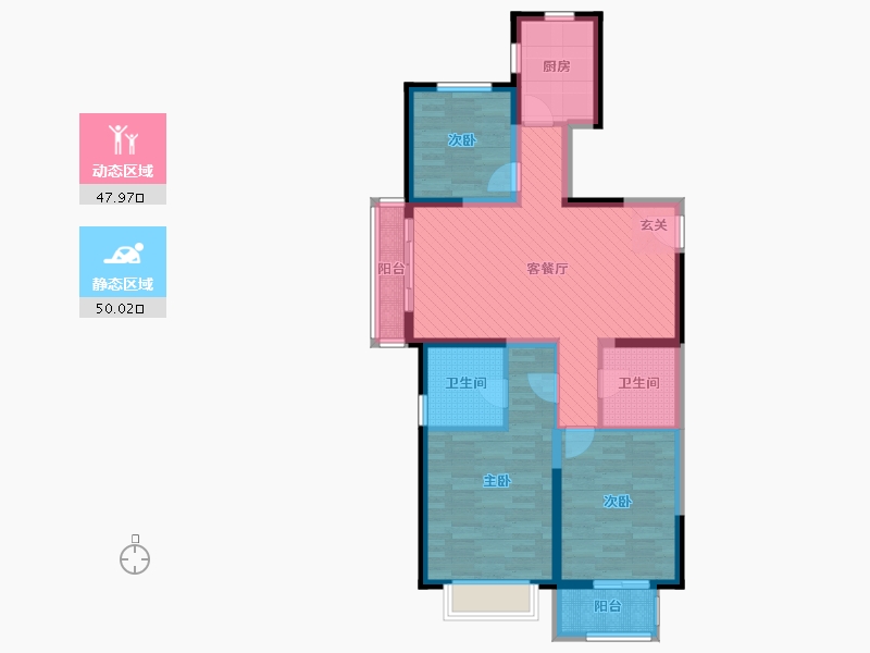 河北省-唐山市-翰林御府-85.27-户型库-动静分区