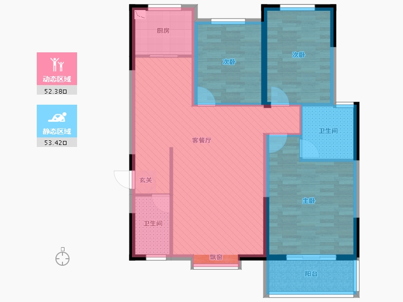 陕西省-渭南市-泰和苑-94.12-户型库-动静分区