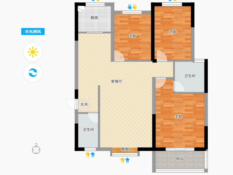 陕西省-渭南市-泰和苑-94.12-户型库-采光通风