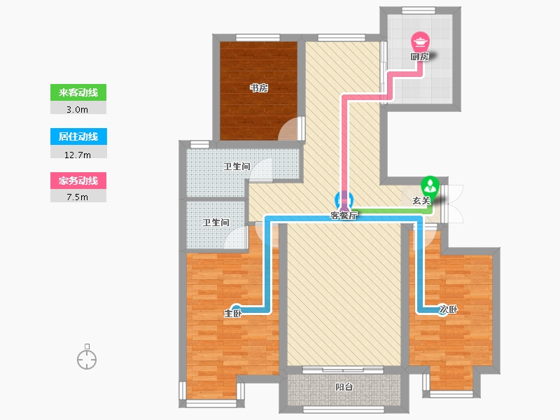 陕西省-榆林市-荣邦嘉园-90.66-户型库-动静线