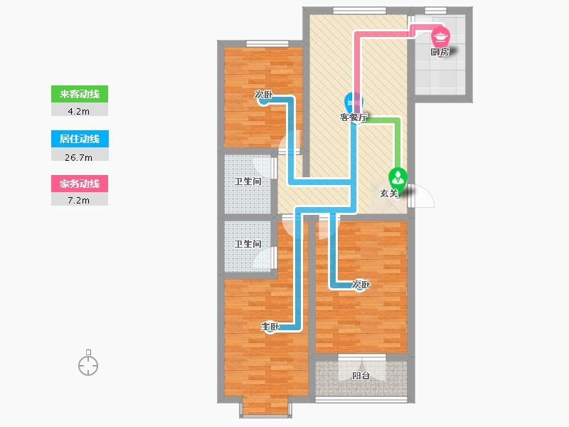 河北省-廊坊市-书香佳园-87.99-户型库-动静线