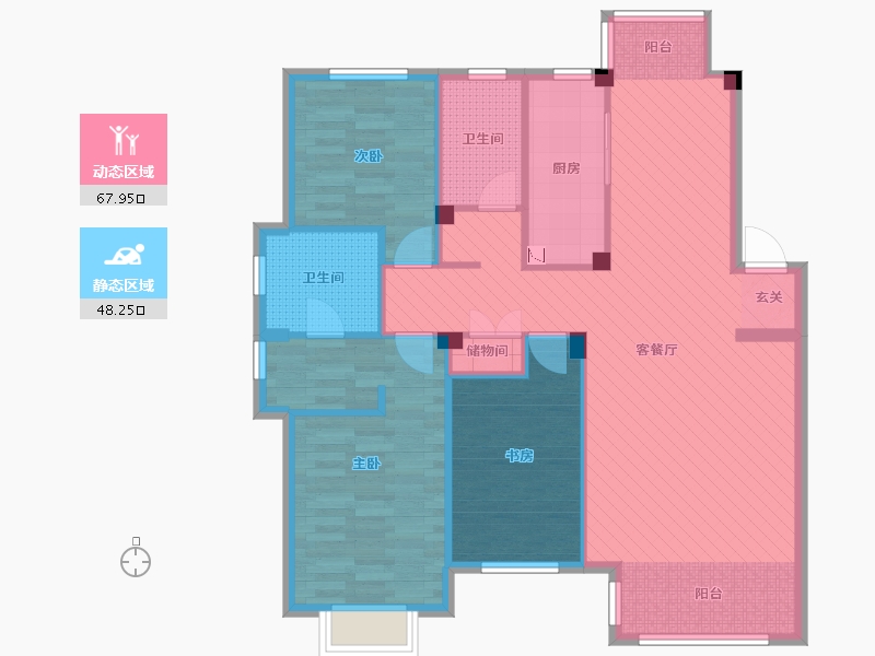 辽宁省-朝阳市-宏运・凤凰新城二期-105.08-户型库-动静分区