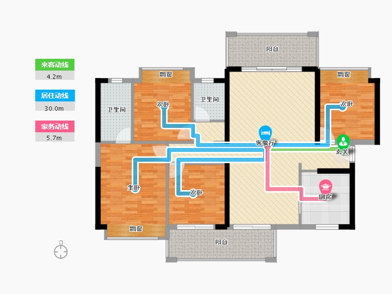 广西壮族自治区-玉林市-北流市新世纪豪园-116.87-户型库-动静线