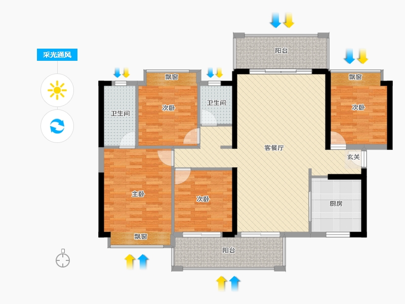 广西壮族自治区-玉林市-北流市新世纪豪园-116.87-户型库-采光通风