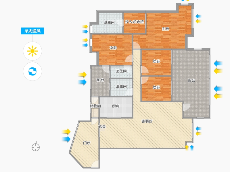 四川省-成都市-保利公园198玫瑰郡（偶数层）-159.30-户型库-采光通风