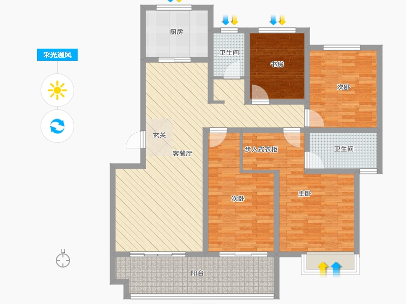 河南省-郑州市-郑西建业联盟新城-120.00-户型库-采光通风